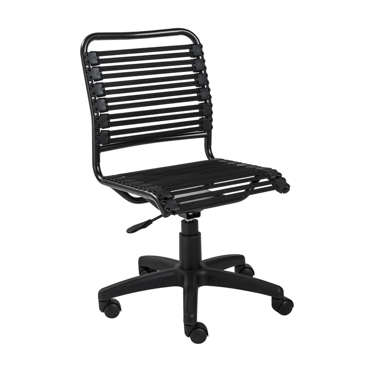 Eurostyle Allison Low Back Armless Bungie Task, Black with Black, 3/4 Front View