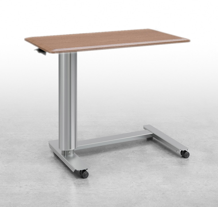 Stance Healthcare Olsen Overbed Table with C-Base, Candlelight Laminate, 3/4 Front View