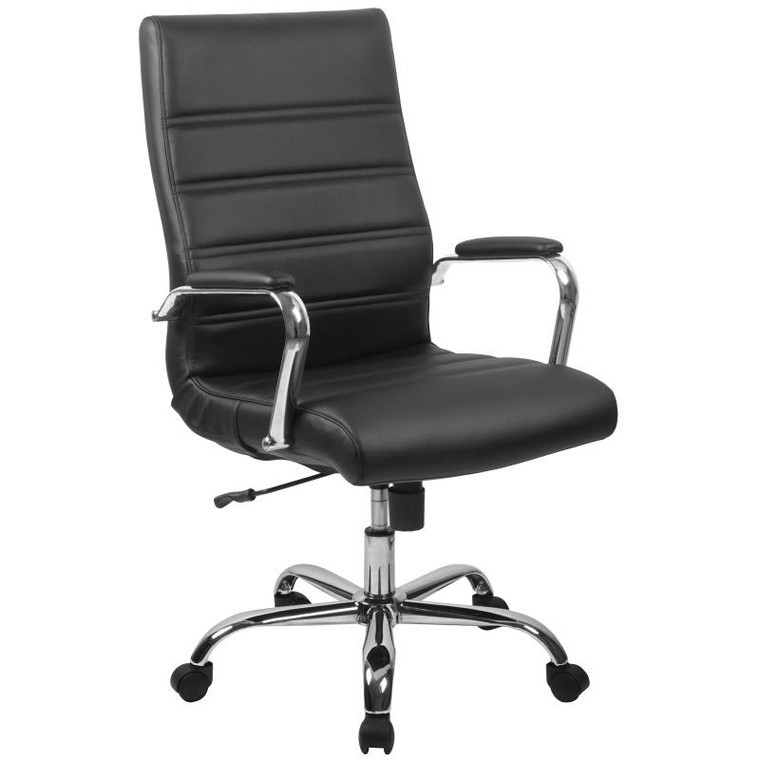 Office Chairs USA High Back LeatherSoft Executive with Chrome Frame, 3/4 Front View
