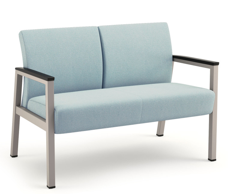 Knú by La-Z-Boy Kadia Mod 2 Seat Metal Visitor, Silver Frost Frame Finish, Carbon Urethane Armcaps, 3/4 Front View