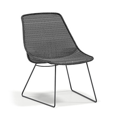 Homecrest Casper Outdoor Armless Chat Chair, Nightfall Powder-coat Finish with Graphite Woven Fabric, 3/4 Front View