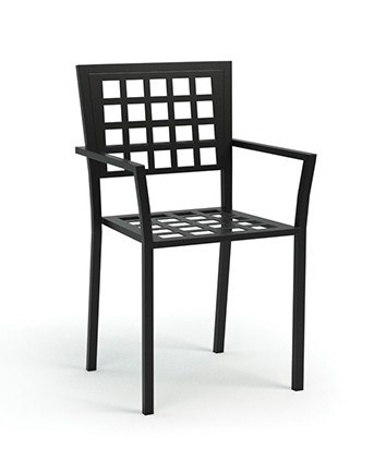 Homecrest Manhattan Stackable Dining Armchair, Onyx Frame Finish, 3/4 Front View