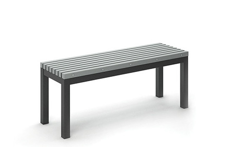 Homecrest Eden All-Weather Dining Bench, Light Grey HDPE Tabletop, Carbon Frame Finish, 3/4 Front View