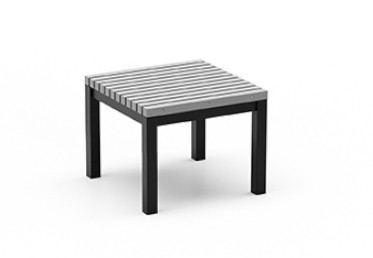 Homecrest Eden All-Weather Side Table, Light Grey HDPE Tabletop, Carbon Frame Finish, 3/4 Front View