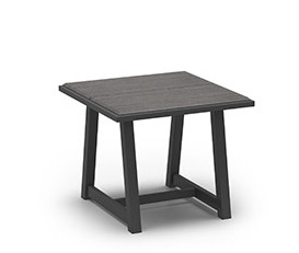 Homecrest Medley All-Weather End Table, Coastal Grey HDPE Tabletop, Carbon Frame Finish, 3/4 Front View