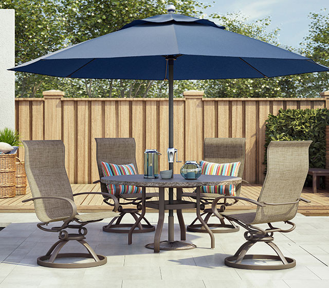 Homecrest 9' Octagonal Market Outdoor Umbrella adds a pop of style and color to your patio (*Seating sold separately)