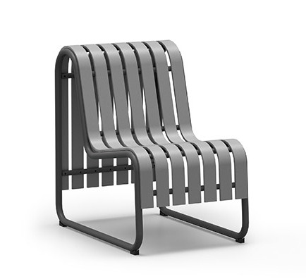 Homecrest Surf Outdoor Center Chat Chair, Light Grey Seat, Carbon Frame, 3/4 Front View