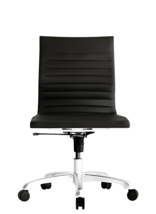 Office Chairs USA Ribbed Medium Back Armless, Black EPU Upholstery, Front View