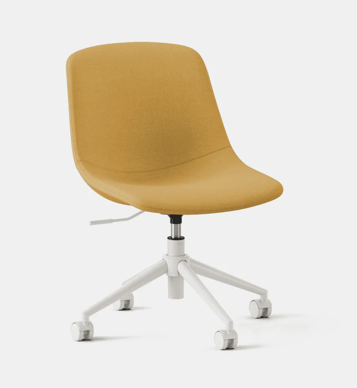 Branch Furniture Gather Swivel Chair, Sunflower Upholstery with White Base, 3/4 Front View