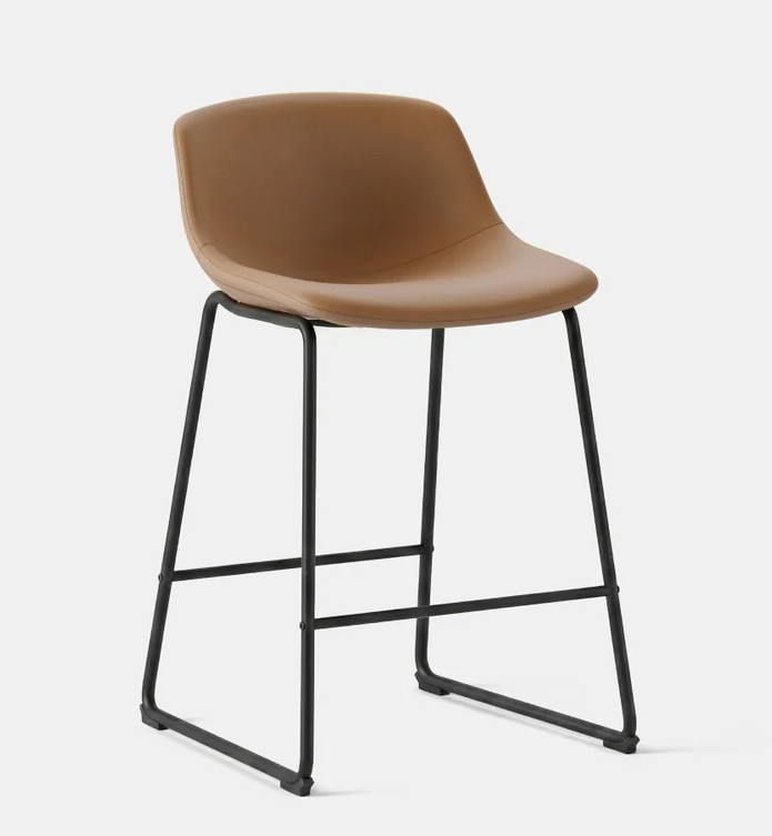 Branch Furniture Gather Stool, Canyon Vegan Leather with Black Base, 3/4 Front View