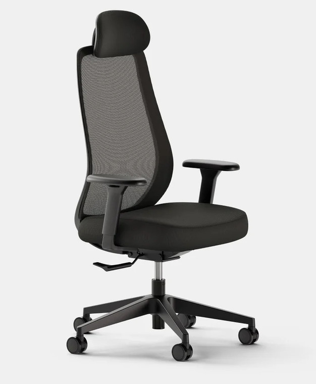 Branch Furniture Multi-Task Chair, Black Mesh with Frame, Optional Headrest, 3/4 Front View