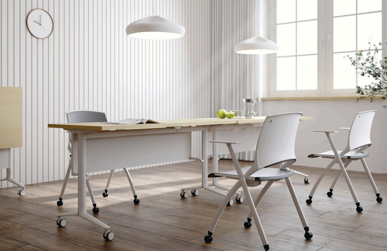 Friant Lune Nesting Table with Soleil Nesting Chairs Bundle, White Finishes *Includes 1 table and 2 chairs