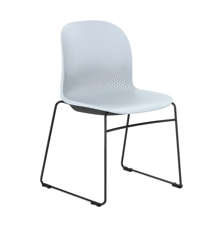 AMQ Brin Sled Base Stacker, Carton of 4, Pearl Grey Shell, 3/4 Front View