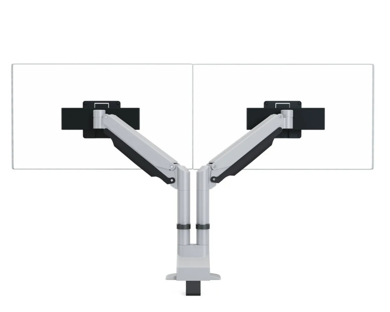 AMQ Intro Double Assembly Monitor Arm with Universal Slider Bar Tilt Heads, Pewter Finish