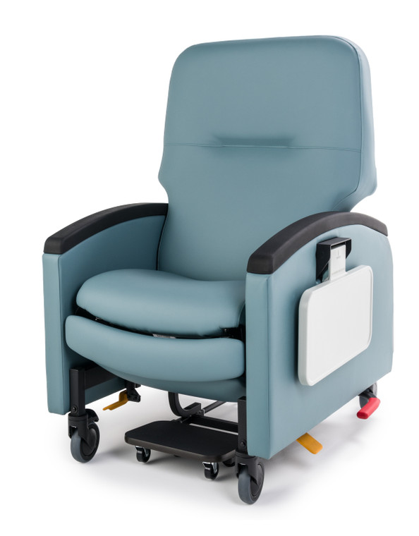 Intensa Healthcare 601 Series Critical Care Recliner with Pivot Arms, Optional Urethane Armcaps, 3/4 Front View