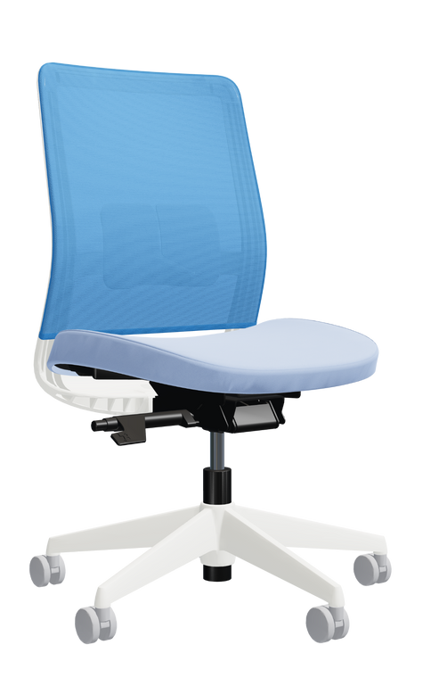 Global Factor Mesh Mid Back Armless, Cloud Frame, Buzz Blue Mesh, Cascade Seat Upholstery, 3/4 Front View