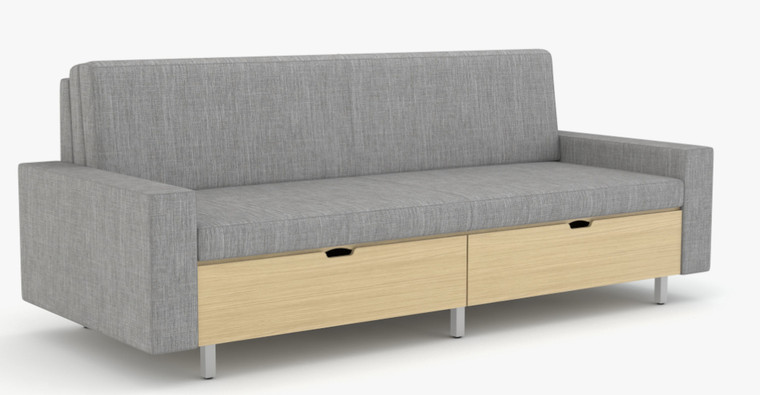 Interwoven by Kimball Villa Health Sleep Sofa with Drawers, Clear Plywood Finish, 3/4 Front View