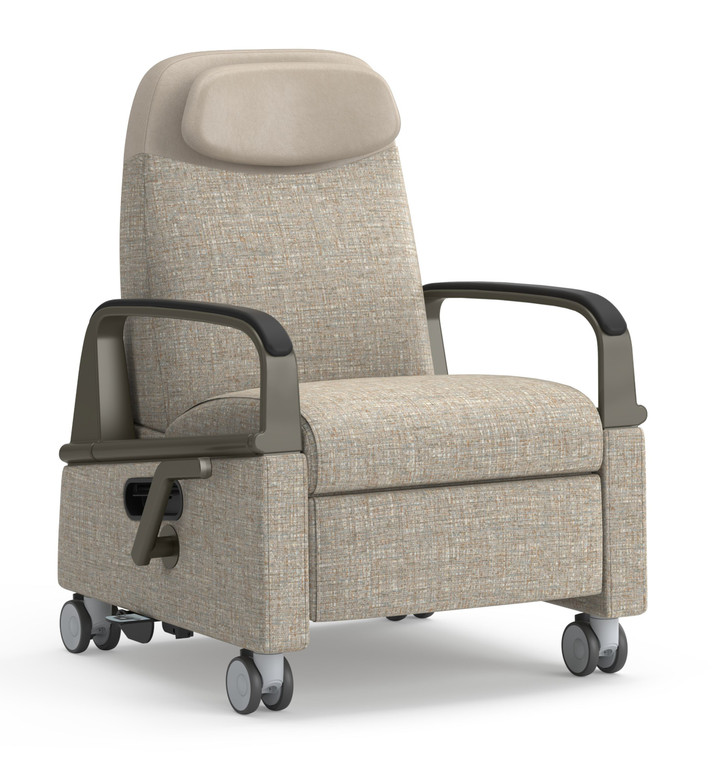 Interwoven by Kimball Havei Patient Recliner with Transfer Arms, Optional Headrest, 3/4 Front View