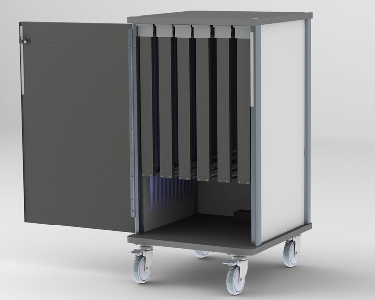Raspberry Esophageal Dilator Cart, Vertical Storage, 6 Vertical Cassettes Included, 3/4 Front View