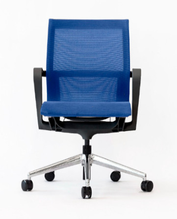 Friant Prov Conference Chair, Black Frame with Blue Mesh
