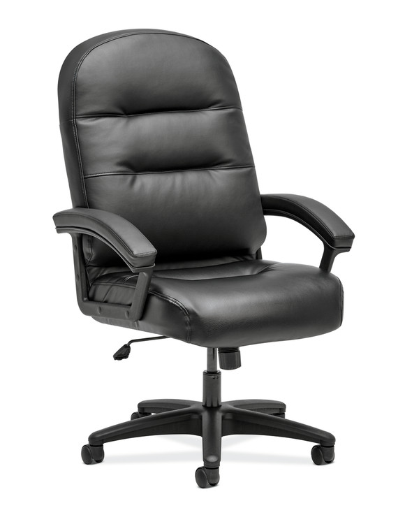 Hon Pillow-Soft High Back Executive with Black Bonded Leather, 3/4 Front View