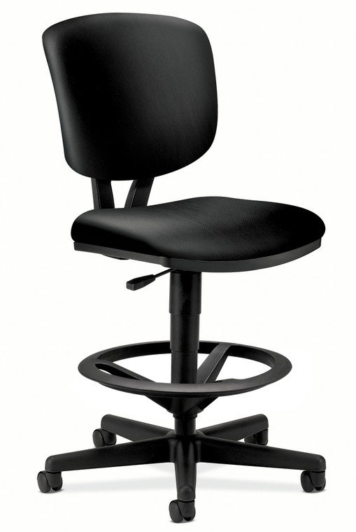 Hon Volt Upholstered Back Task Stool in Black Bonded Leather