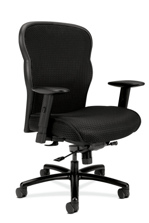 HON Wave Mesh Big and Tall Executive Chair, Black Mesh Back and Sandwich Mesh Seat, 3/4 Front View