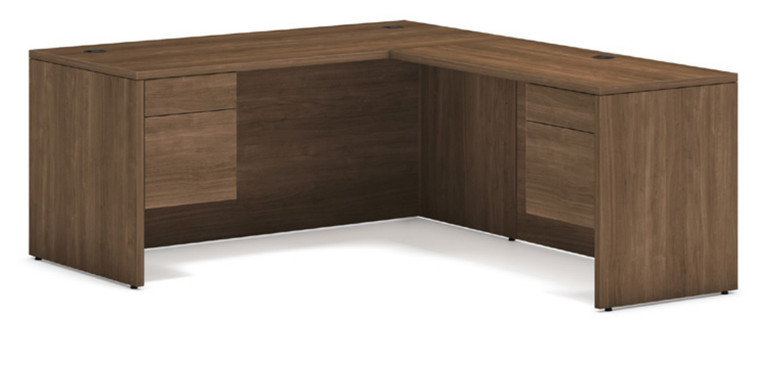 Hon 10500 Series L-Desk with Dual 3/4 Pedestals, Return to the Right of the User, Pinnacle Laminate