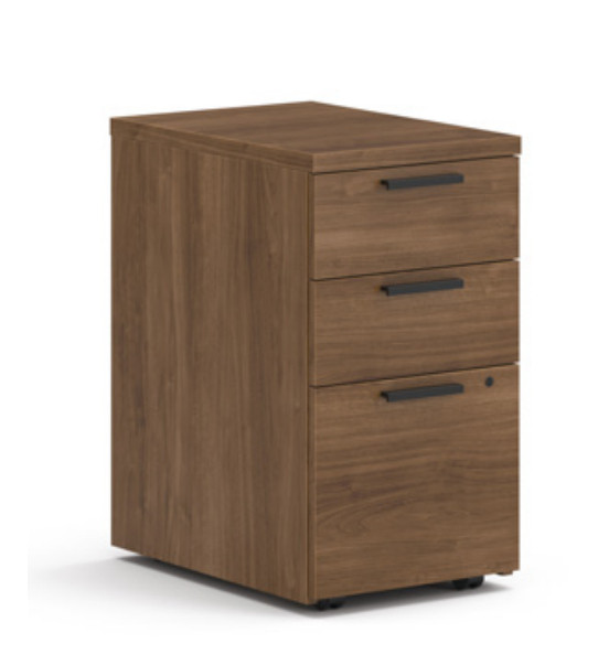 Hon 10500 Series Laminate Mobile Pedestal, Pinnacle Laminate Finish, 2 Box/1 File Drawers, 3/4 Front View