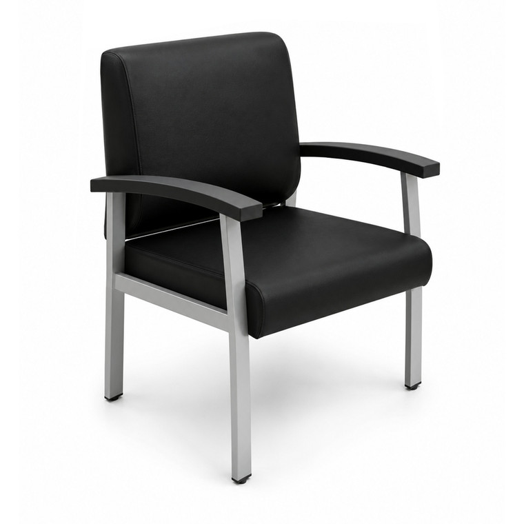 Regency Welcome Guest Chair, Black Antimicrobial Vinyl, 3/4 Front View
