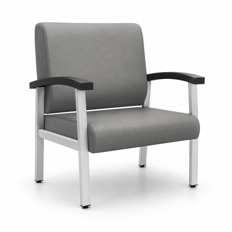Regency Welcome Bariatric Chair, Grey Antimicrobial Vinyl, 3/4 Front View