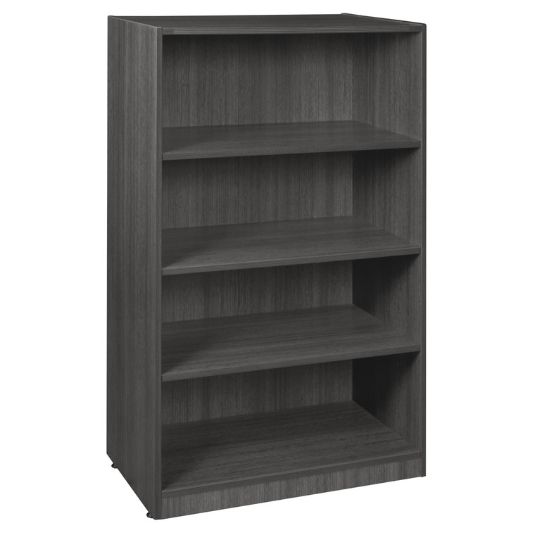 Regency Amber Laminate Bookcase, 4 Shelf, Ash Grey, 3/4 Front View