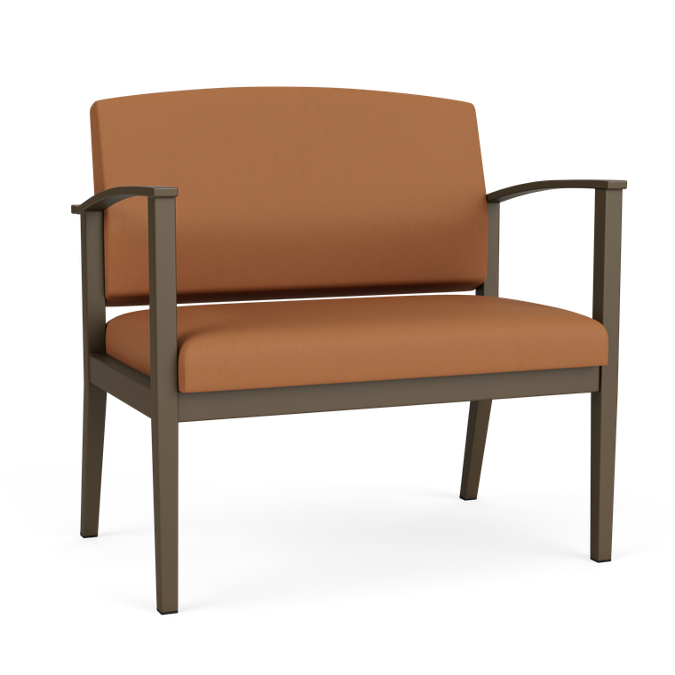 Lesro Amherst Steel Bariatric, 33" Wide, Back & Seat Material: Vinyl Caramel, Steel Frame Finish: Bronze