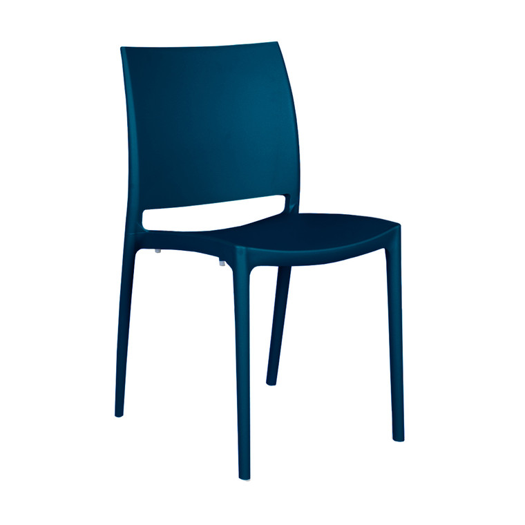 Regency Valencia Stacking Chair, Carton of 4, Coastal Navy, 3/4 Front View