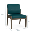 Lesro Amherst Steel Armless Guest Chair, Back & Seat Material: Vinyl Deep Teal, Steel Frame Finish: Bronze