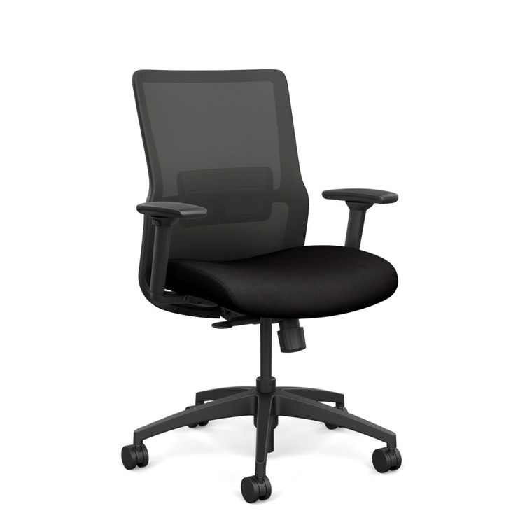SitOnIt Novo Mid Back Mesh Task Chair - Work From Home Series, Black seat, Onyx mesh, Black frame
