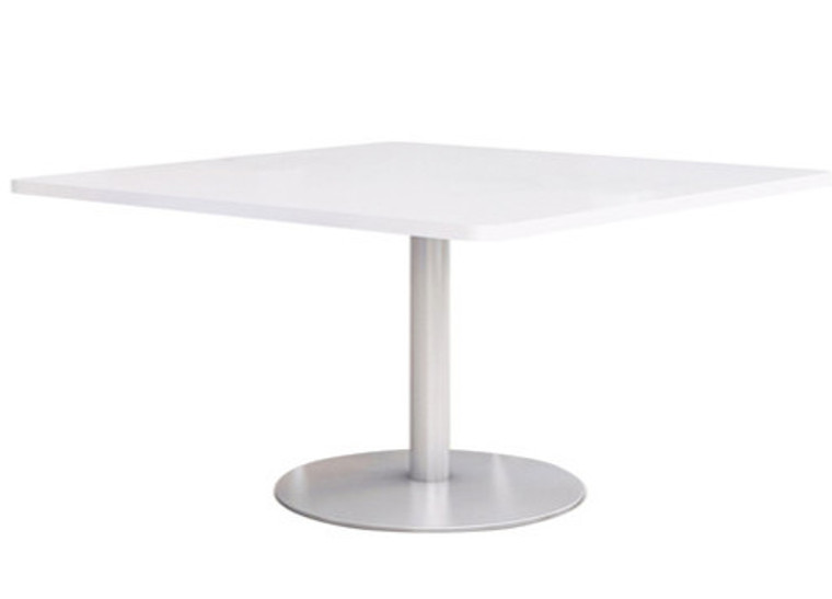  Fuse Table with 42" Designer-White Laminate Top and Silver Round base