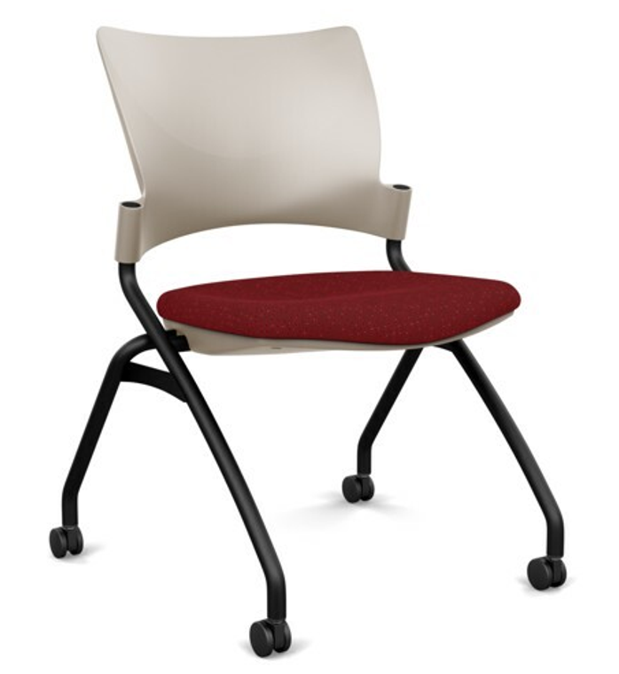 SitOnIt Relay Nester with Upholstered Seat in Cosmos, back in Latte and black frame