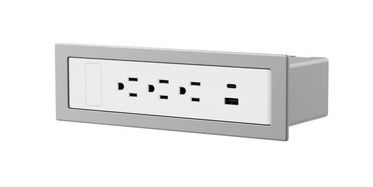 Ashley Trio Bezel Module, white plastic and silver trim Ashley Trio Bezel Module, white plastic and silver trim