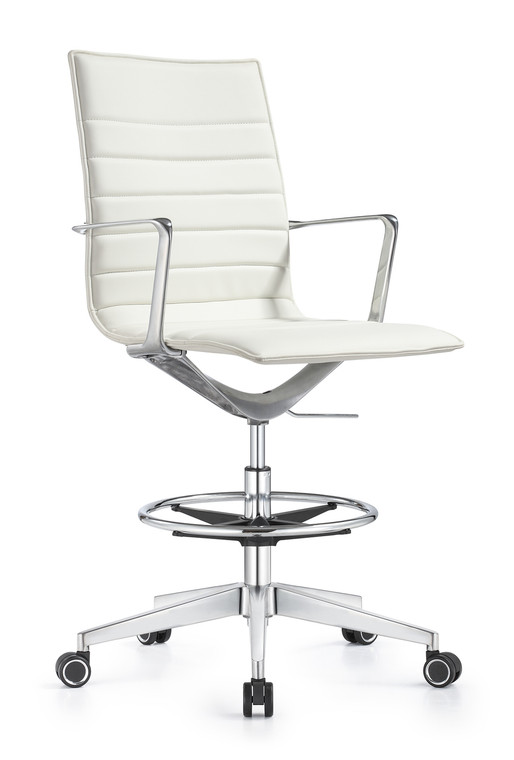  Joe Mid Back Stool, Off- White, 3/4 Front View