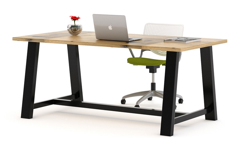 Urban Loft Wood Table with Conference Height Base, Natural Wood Top