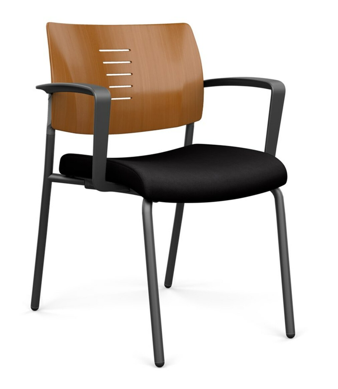 SitOnIt Focus Wood Back Side with Black frame, Medium Cherry Slotted back and glides