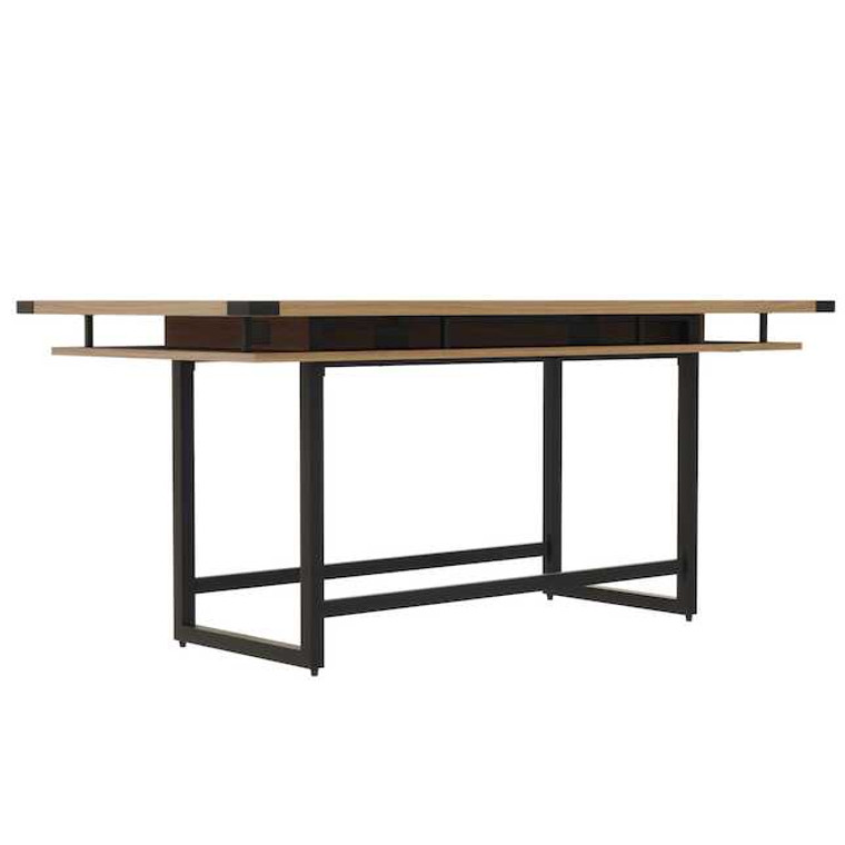 Mirella Rectangular Sitting Height Laminate Conference Table in Sand Dune laminate, black base