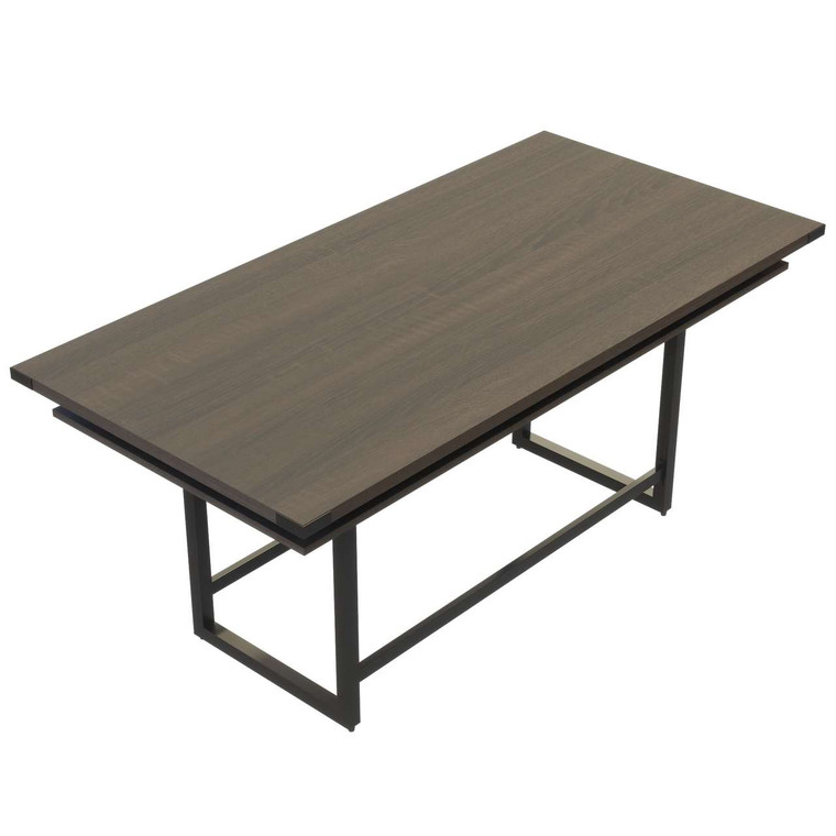 Mirella Rectangular Standing Height Laminate Conference Table in Southern Tobacco laminate, black base