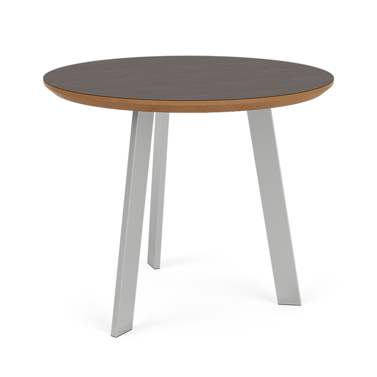 Luxe 24" Round End Table, Graphite Twill Laminate and Silver Frame Finish