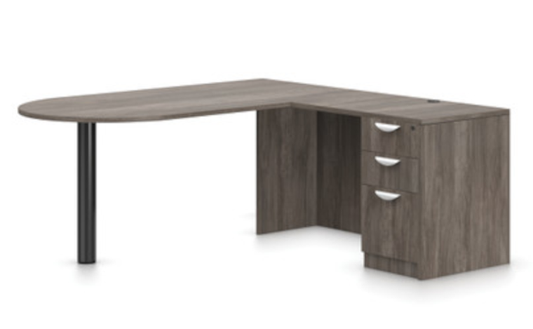 Offices To Go SL-K 71" Personal Peninsula Desk in Artisan Grey 
