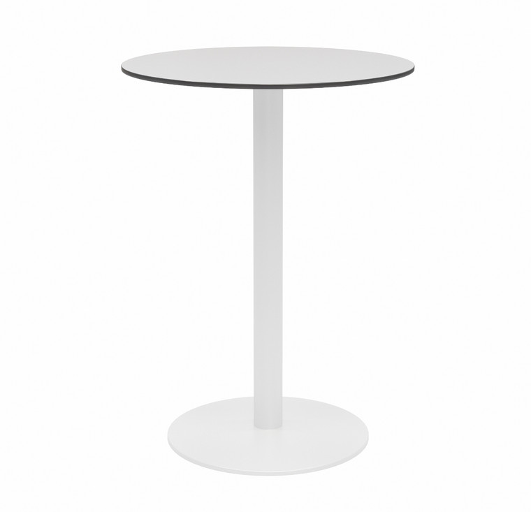KFI Studios Eveleen Aluminum Outdoor Bistro Table, 30" Grey Top with White Base, Bar Height
