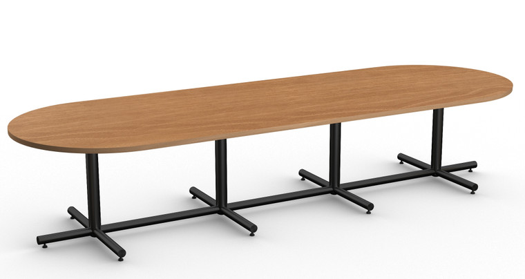 Special-T 12' Connect Racetrack Conference Table, Brazilwood Laminate and Black Base