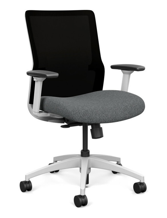 SitOnIt Novo Mid Back Mesh Task Chair - Work From Home Series, Milestone seat, Black mesh, White frame