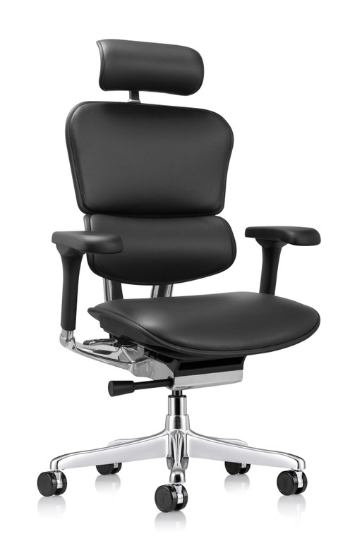 Eurotech Ergohuman Leather Seat and Back with Headrest, 3/4 Front View